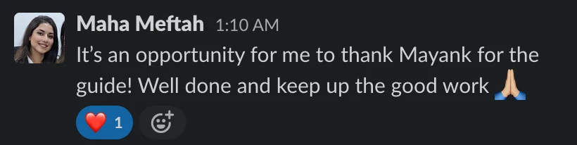 Reader thanking Mayank for the essay guide